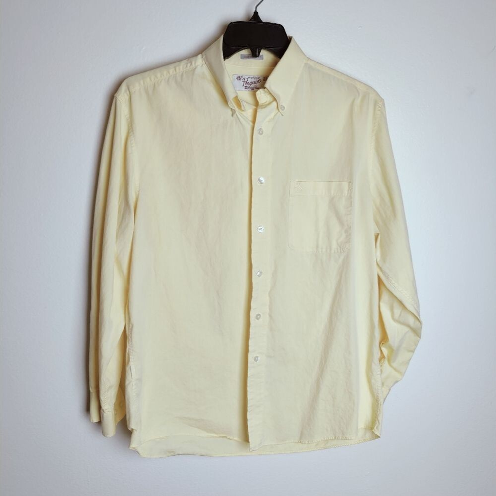 Penguin Men's Yellow Modern Fit Button Down Long Sleeve Shirt, Size 16.5 (34/35)